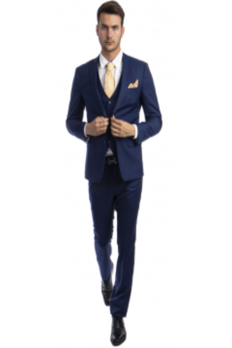 Sean Alexander Men's 3 Piece Skinny Fit Suit  Notch Lapel with Tailored Fit - 38 Short Jacket+32 Waist Adjustable 28to34)(Height: 5 4 to5 7 )(Neck  15-16.5)S-M)