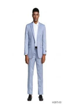 Tazio Men's 2pc Slim Fit Executive Suit with Peak Lapel - Professional Quality