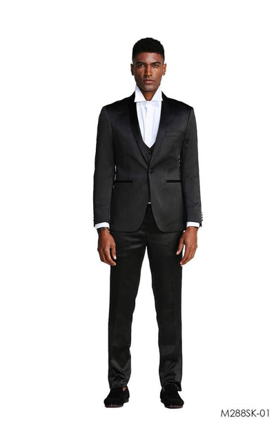 Tazio Men's Slim Fit 3-Piece Suit - Slight Sheen