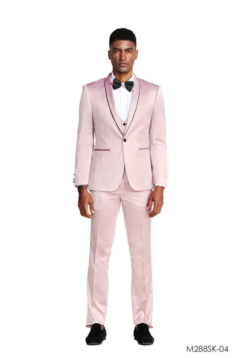 Tazio Men's Slim Fit 3-Piece Suit - Slight Sheen - 38 Short Jacket+32 Waist Adjustable 28to34)(Height: 5 4 to5 7 )(Neck  15-16.5)S-M)