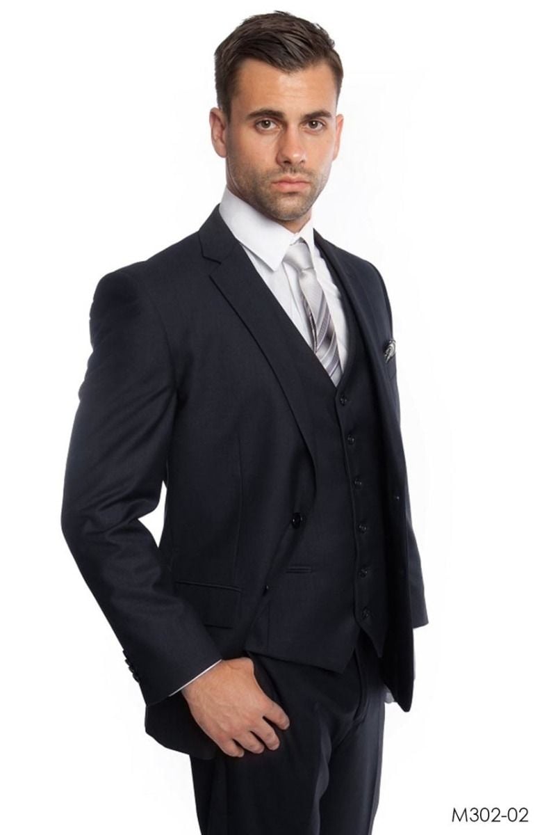 Formal Wear Demantie Mens 3Pc Solid Executive Suit Business Formalwear with Style - 38 Short Jacket+32 Waist Adjustable 28to34)(Height: 5 4 to5 7 )(Neck  15-16.5)S-M)