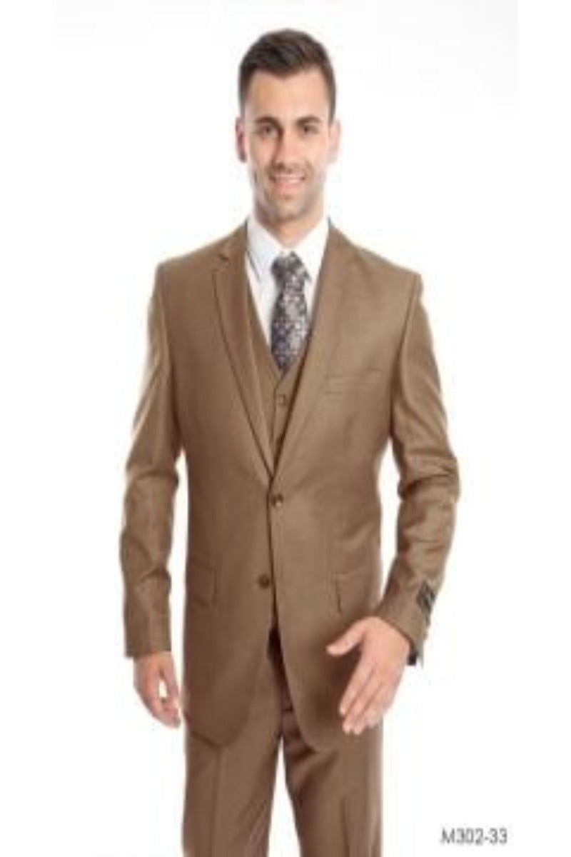 Formal Wear Demantie Mens 3Pc Solid Executive Suit Business Formalwear with Style - 38 Short Jacket+32 Waist Adjustable 28to34)(Height: 5 4 to5 7 )(Neck  15-16.5)S-M)