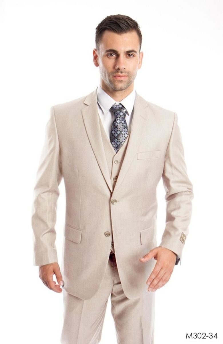 Formal Wear Demantie Mens 3Pc Solid Executive Suit Business Formalwear with Style - 38 Short Jacket+32 Waist Adjustable 28to34)(Height: 5 4 to5 7 )(Neck  15-16.5)S-M)