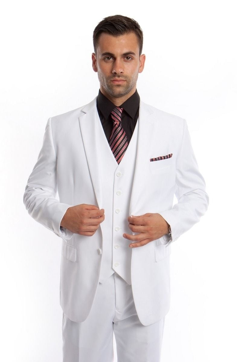 Formal Wear Demantie Mens 3Pc Solid Executive Suit Business Formalwear with Style - 38 Short Jacket+32 Waist Adjustable 28to34)(Height: 5 4 to5 7 )(Neck  15-16.5)S-M)