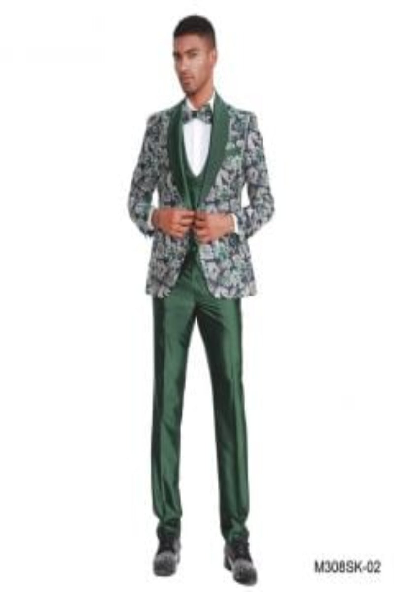 Tazio Men's 4-Piece Skinny Fit Floral Suit - Tailored Style & Comfort
