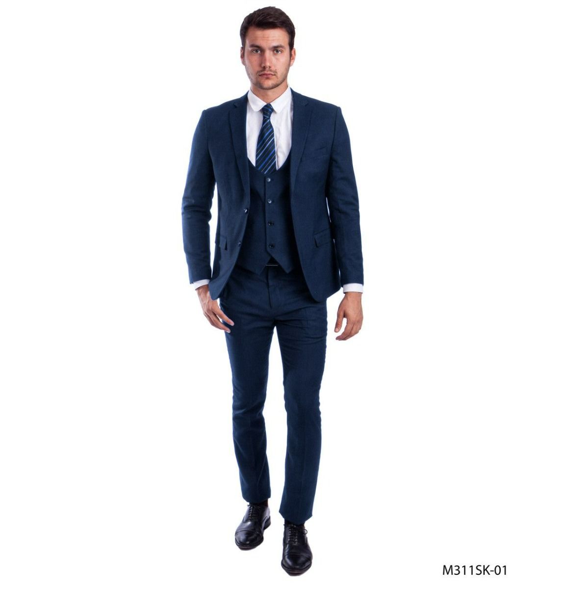 Sean Alexander Men's Outlet 3-Piece Skinny Fit Suit Vest - 38 Short Jacket+32 Waist Adjustable 28to34)(Height: 5 4 to5 7 )(Neck  15-16.5)S-M)