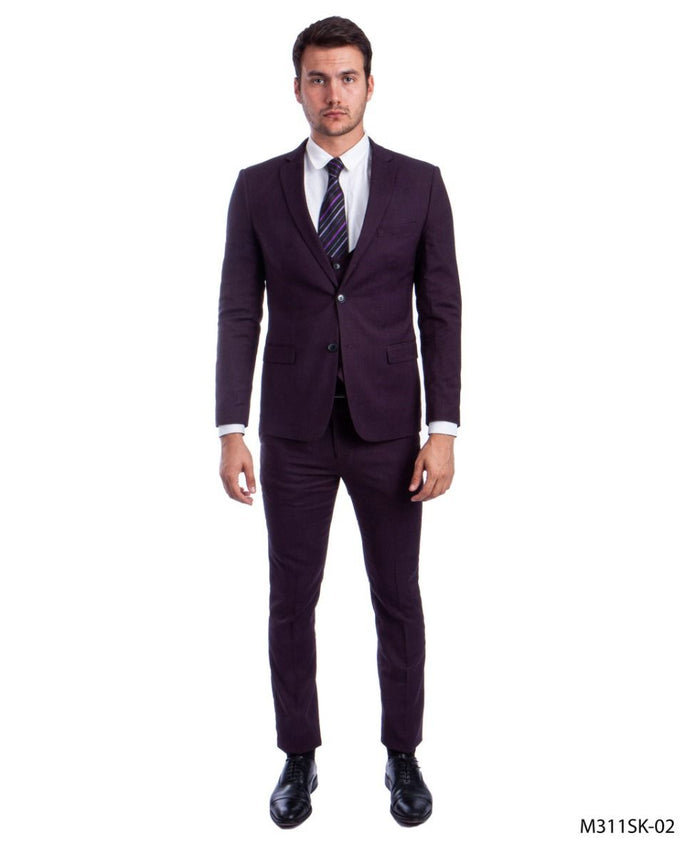Sean Alexander Men's Skinny Fit 3-Piece Suit U Vest  Professional Tailored Look