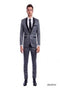 Tazio Men's 3-Piece Executive Suit with Black Accents