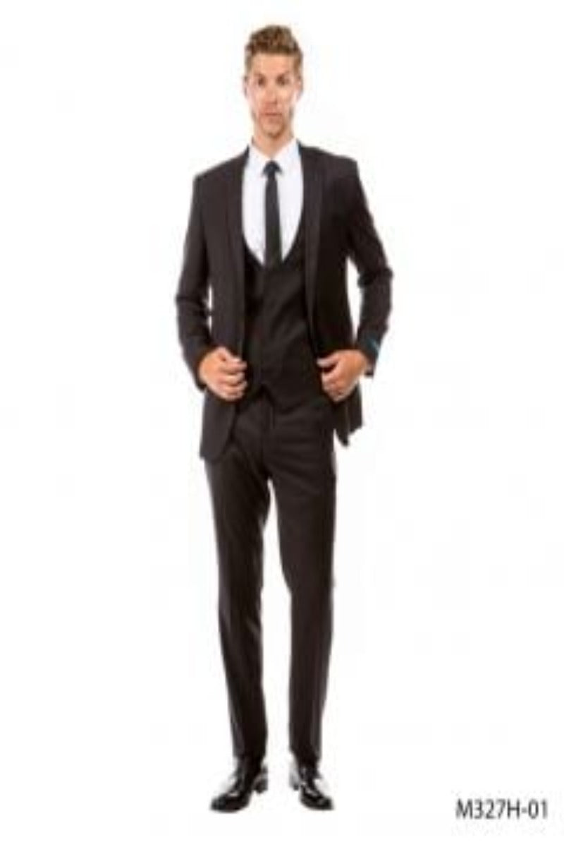 Sean Alexander Men's 3-Piece Pinstripe Executive Suit in black - 38 Short Jacket+32 Waist Adjustable 28to34)(Height: 5 4 to5 7 )(Neck  15-16.5)S-M)
