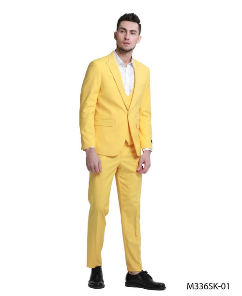 Jacket  Tazio Men's 3 Piece Skinny Fit Suit with Double Breasted Vest & Jacket