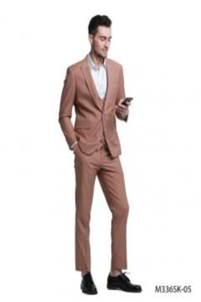 Jacket  Tazio Men's 3 Piece Skinny Fit Suit with Double Breasted Vest & Jacket