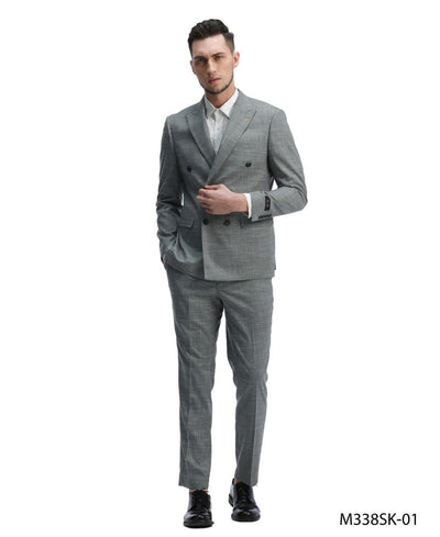 Tazio Men's Sharkskin 2pc Skinny Fit Suit