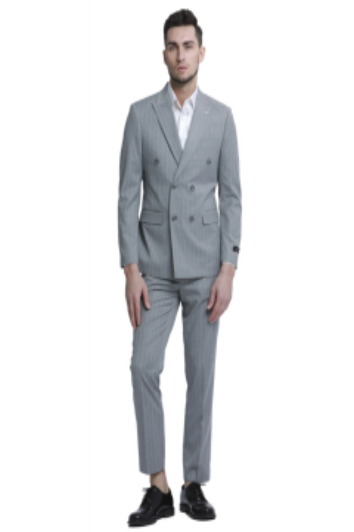 Tazio Men's Outfit: Light Pinstripe Skinny Fit 2-Piece Suit