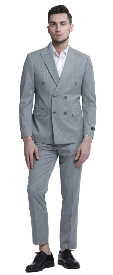 Tazio Men's Outfit: Light Pinstripe Skinny Fit 2-Piece Suit
