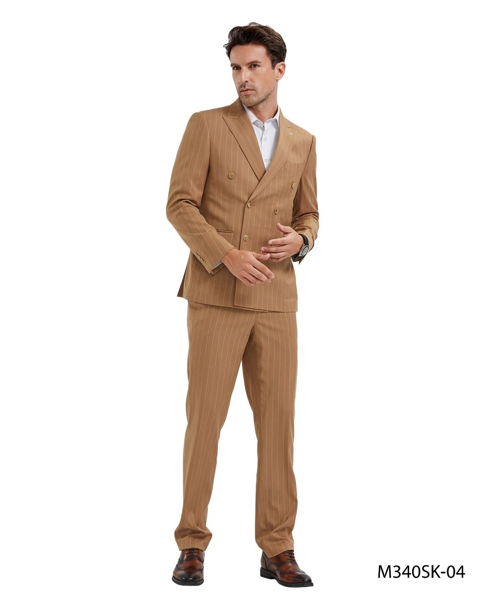 Tazio Men's Skinny Fit 2-Piece Suit Light Pinstripe