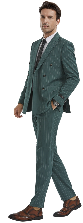 Tazio Men's Skinny Fit 2-Piece Suit Light Pinstripe