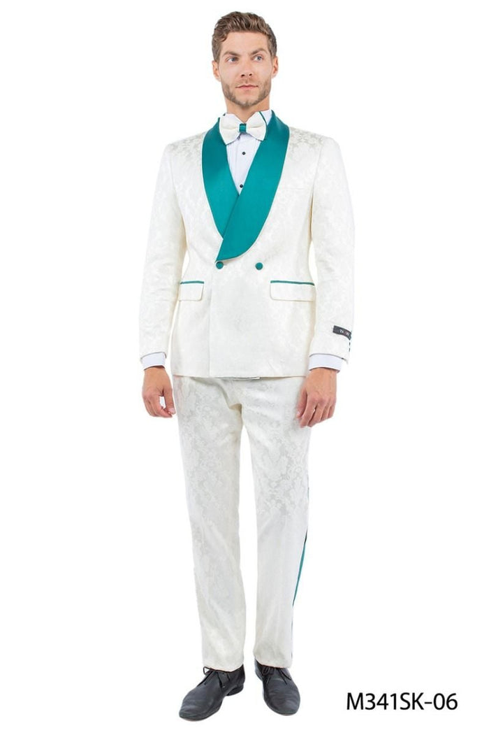 Tazio Men's Skinny Fit 2 Piece Suit  Bold Color Accents