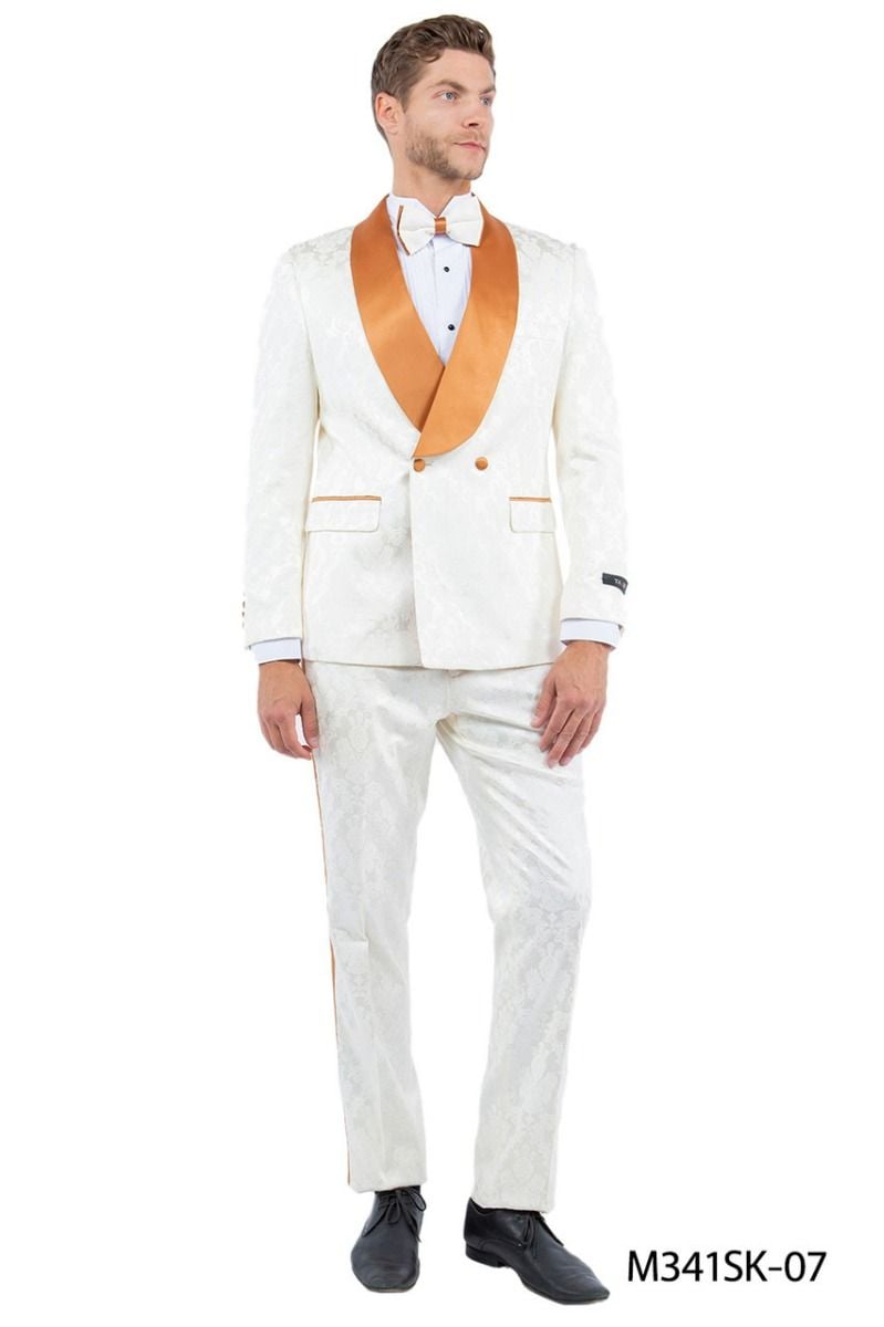 Tazio Men's Skinny Fit 2 Piece Suit  Bold Color Accents
