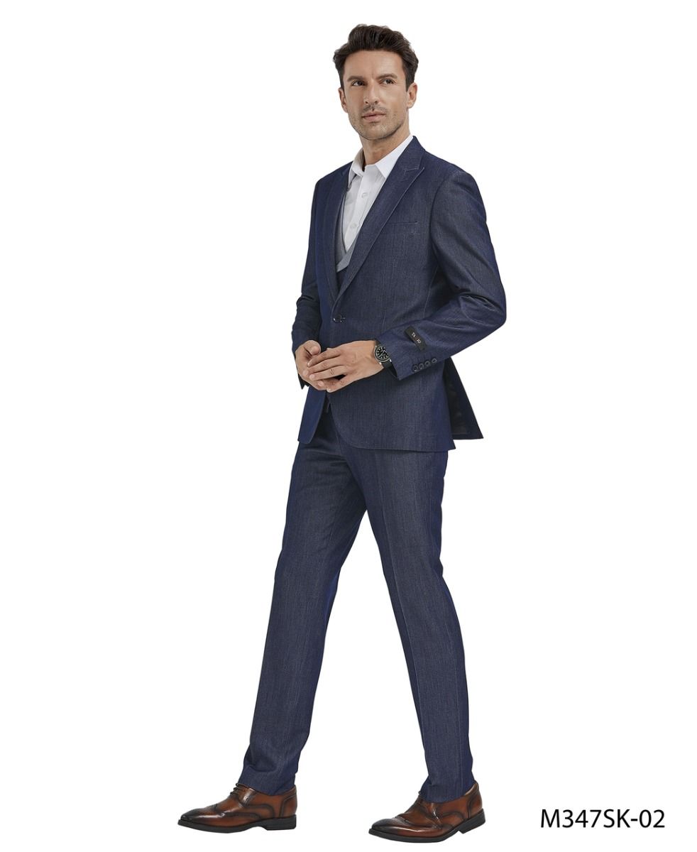 Pant, and Jacket Tazio Men's Skinny Fit 3-Piece Suit Two Tone Vest, Pant & Jacket