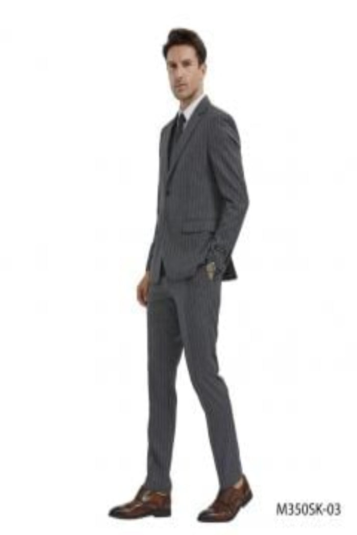 Tazio Men's 3-Piece Skinny Fit Banker Pinstripe Suit | Award-Winning Design