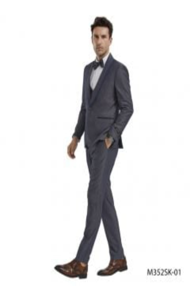 Tazio Men's Birdseye Skinny Fit 4-Piece Suit