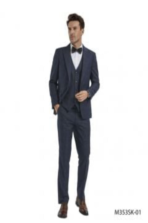 Tazio Men's Skinny Fit 3 Piece Plaid Suit Purple/Blue/ Charcoal/Blue/Charcoal/Red/Bold Patterned Look