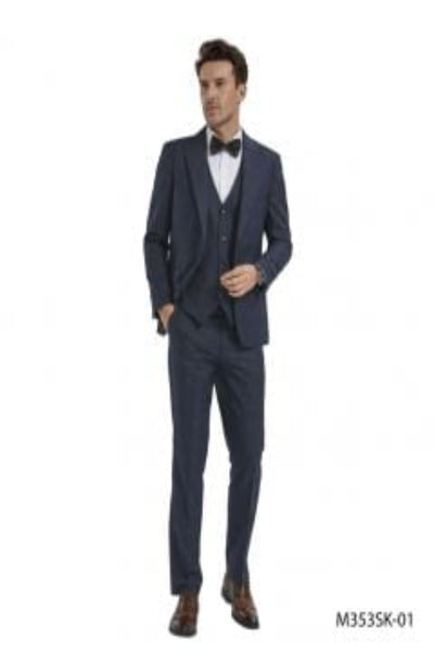 Tazio Men's Skinny Fit 3 Piece Plaid Suit Purple/Blue/ Charcoal/Blue/Charcoal/Red/Bold Patterned Look