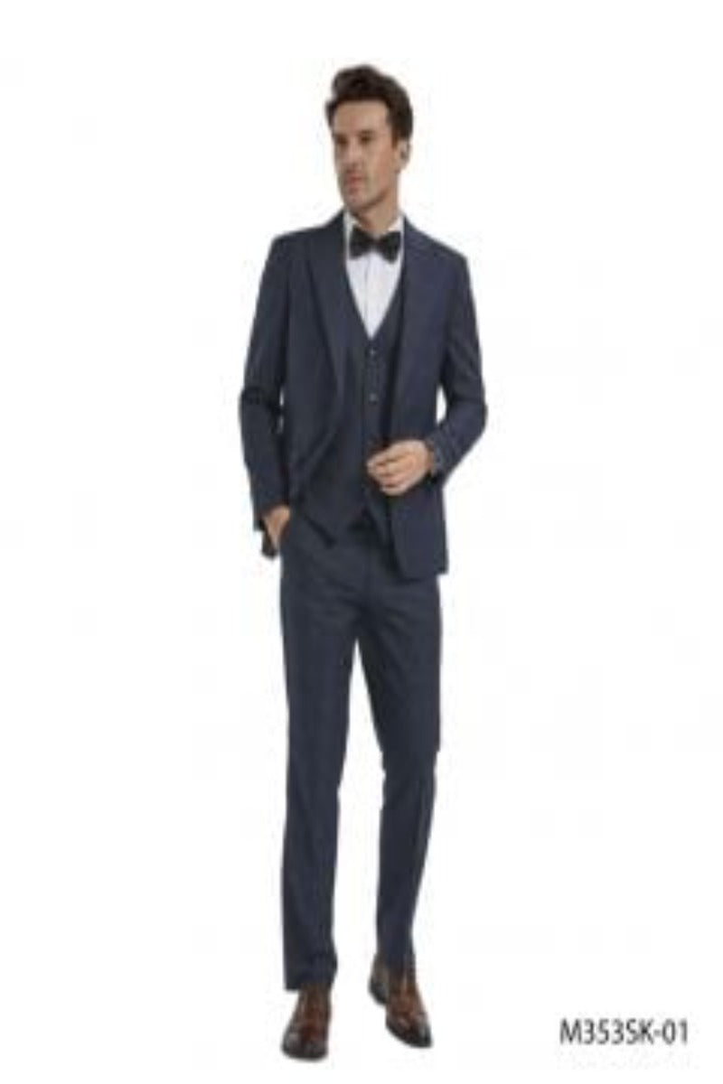 Tazio Men's Skinny Fit 3 Piece Plaid Suit Bold Patterned Look