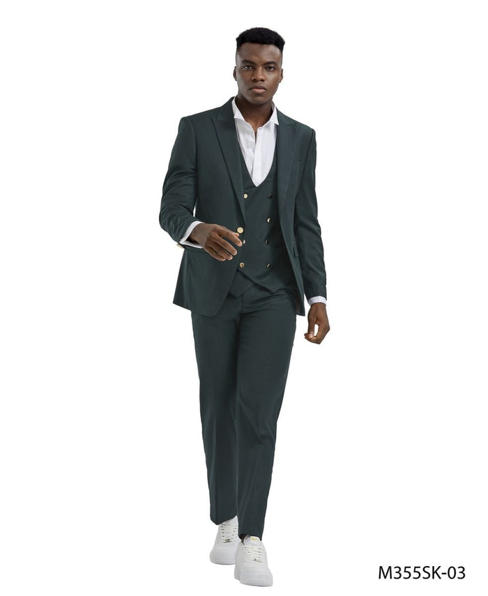 Tazio Men's Skinny Fit 3-Piece purple Suit - Bold Colors
