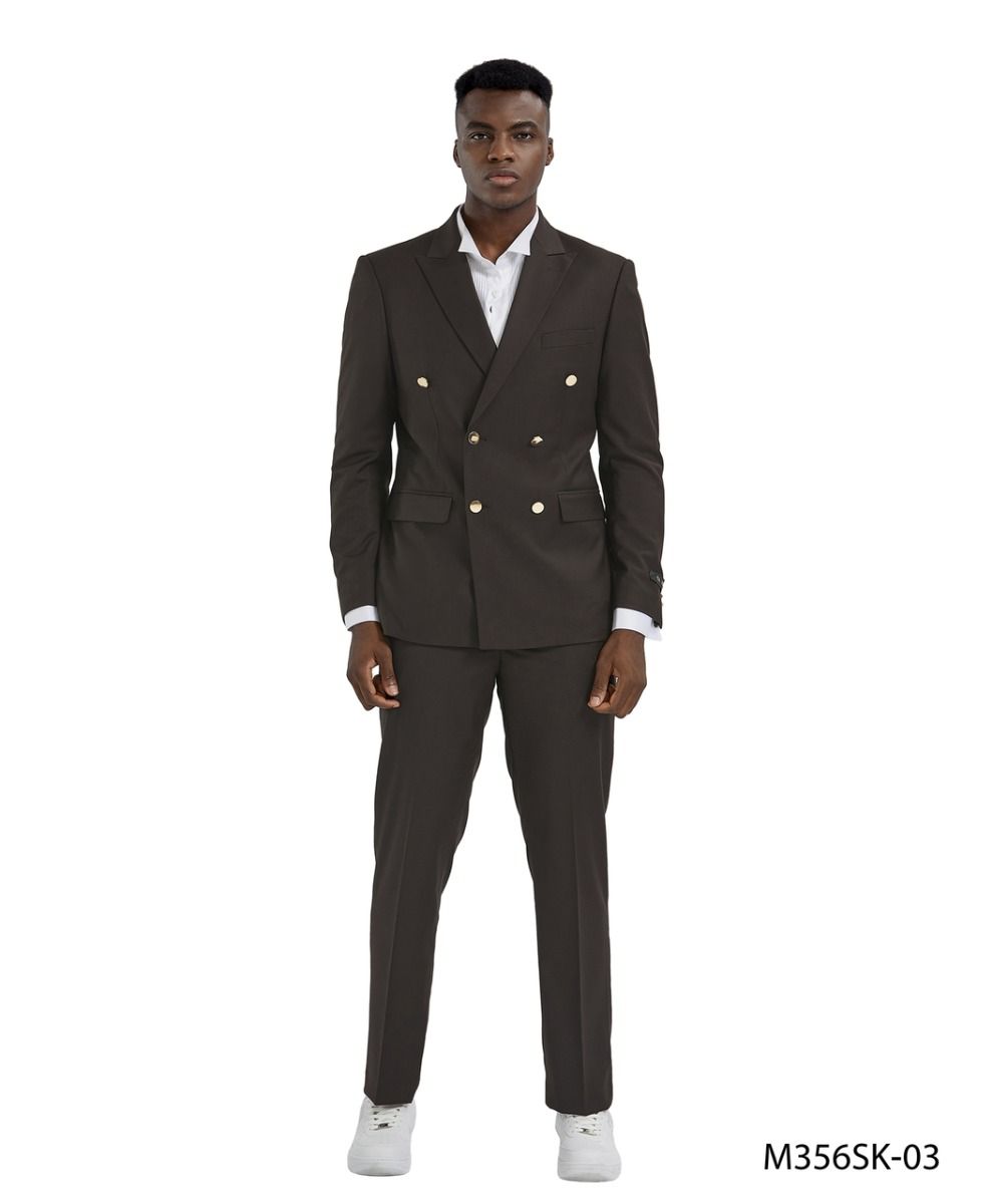 Tazio Men's 2pc Skinny Fit Suit w/ Gold Buttons