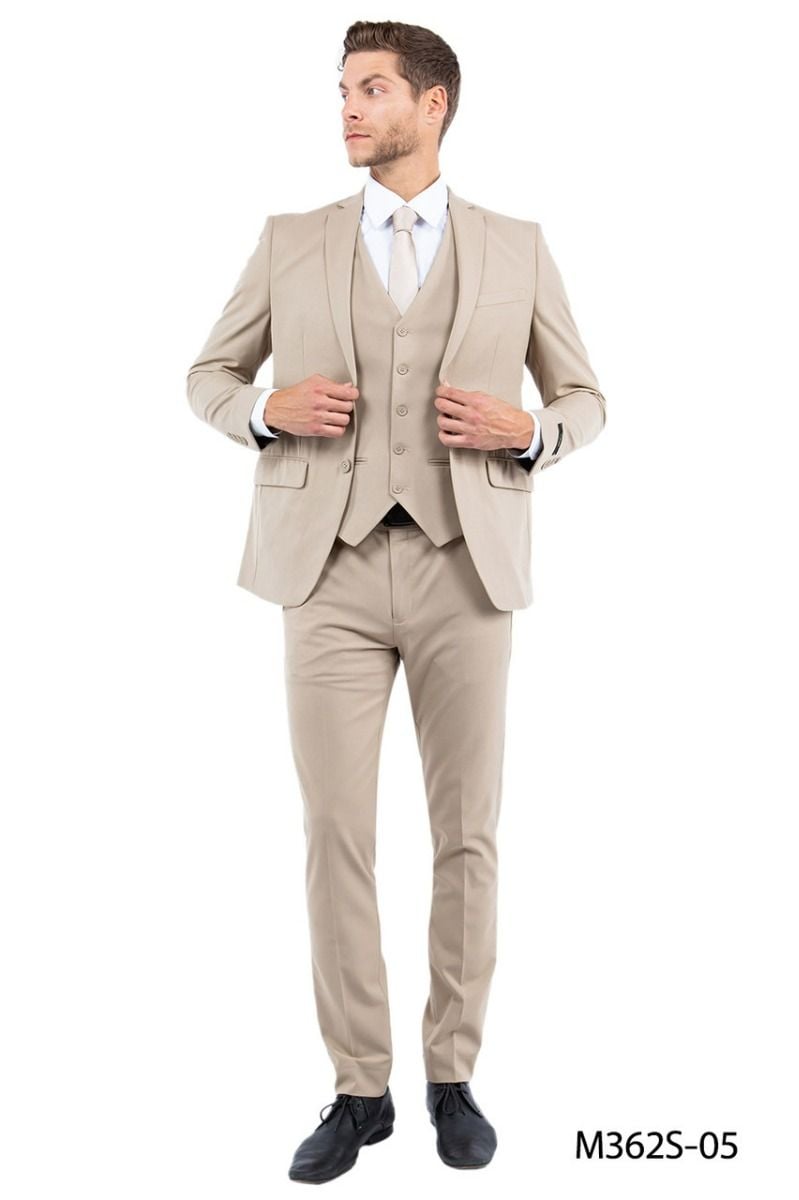 Zegarie Slim Fit 3-Pc black Suit (Solid Colors) - 38 Short Jacket+32 Waist Adjustable 28to34)(Height: 5 4 to5 7 )(Neck  15-16.5)S-M)