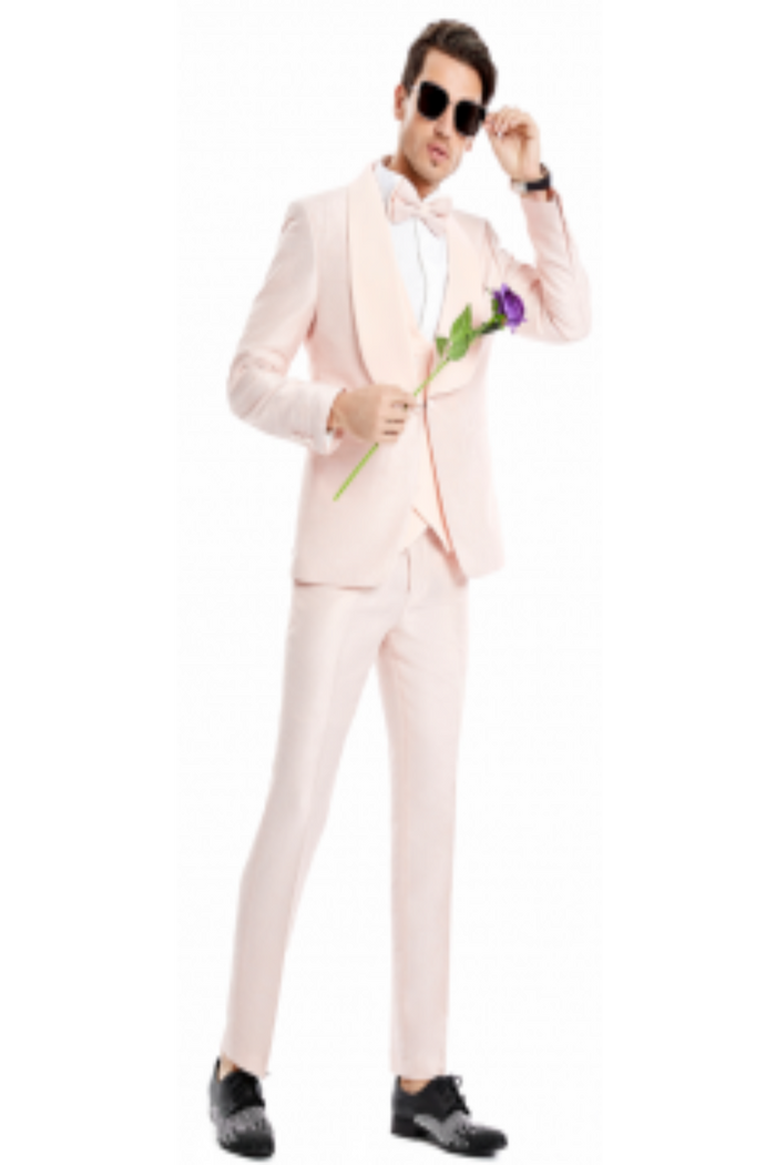 Tazio Men's 3-Piece Skinny-Fit Suit - Wide Shawl Lapel