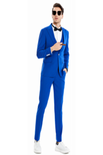 Tazio Men's Skinny Fit Pinstripe Suit 3 Piece Set Stylish Professional Look