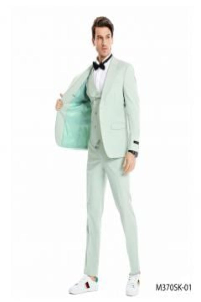 Tazio Men's Light Skinny Fit 3-Piece Suit