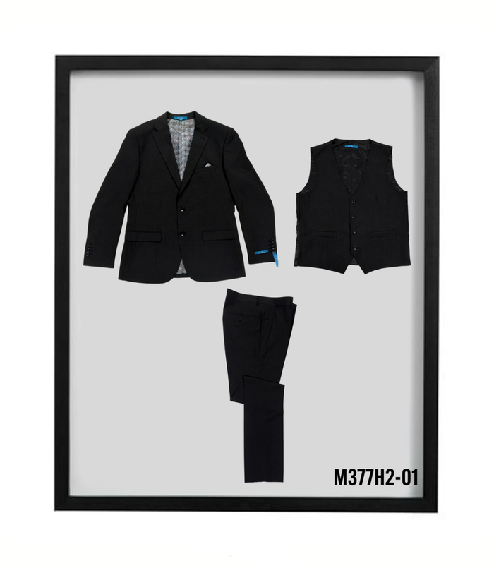 Sean Alexander Men's 3 Pc Hybrid Fit Suit Solid Colors black