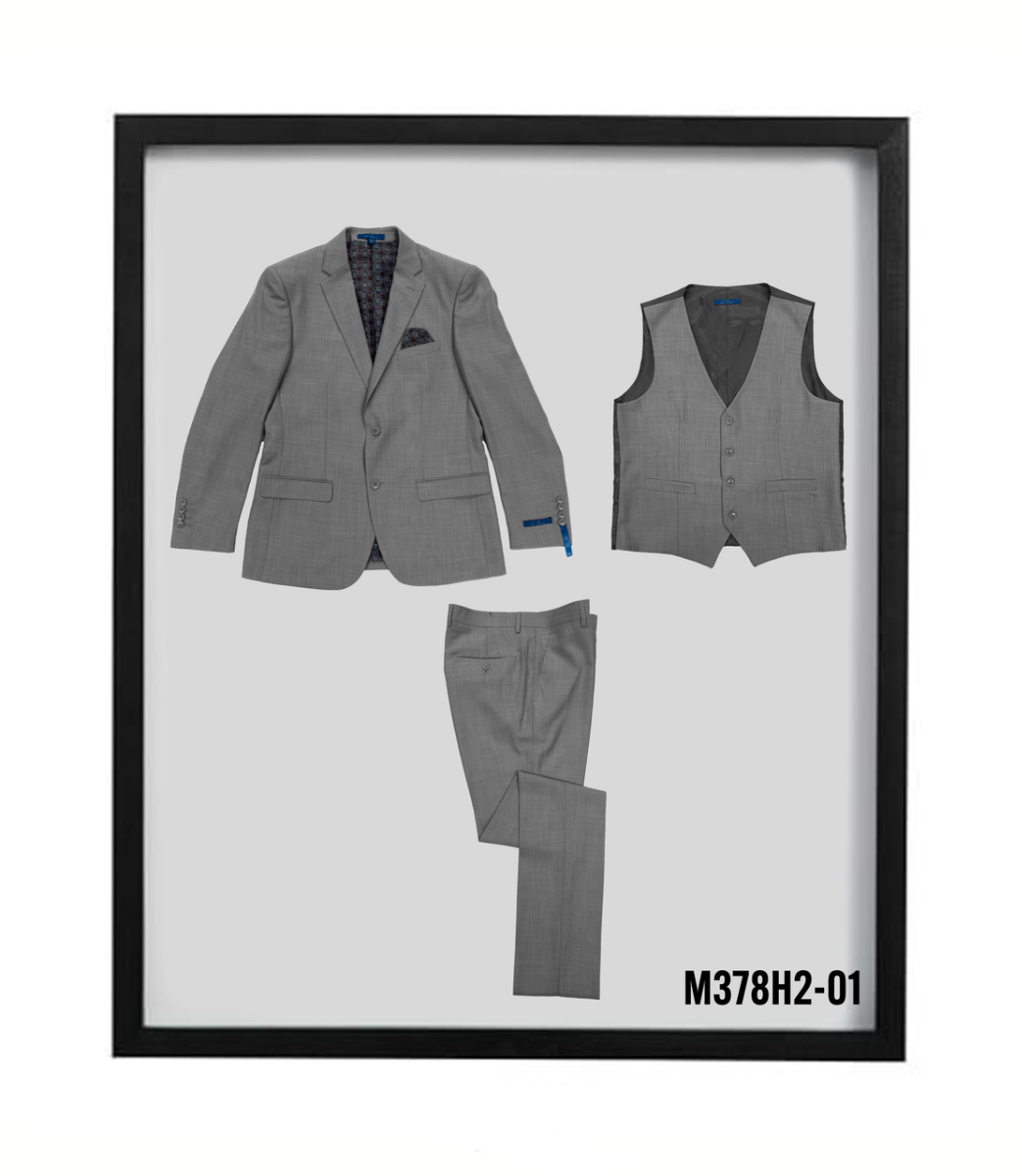 Sean Alexander Men's Solid 3-Piece Hybrid Fit Suit - 38 Short Jacket+32 Waist Adjustable 28to34)(Height: 5 4 to5 7 )(Neck  15-16.5)S-M)
