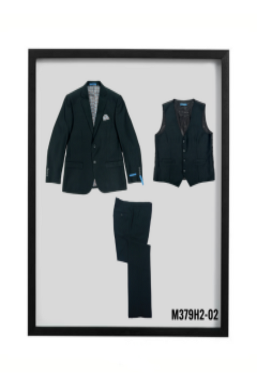 Sean Alexander Men's Birdseye Pattern 3 Piece Hybrid Fit Suit