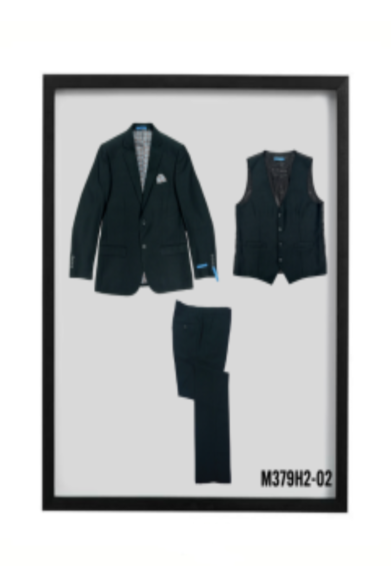 Sean Alexander Men's Birdseye Pattern 3 Piece Hybrid Fit Suit - 38 Short Jacket+32 Waist Adjustable 28to34)(Height: 5 4 to5 7 )(Neck  15-16.5)S-M)