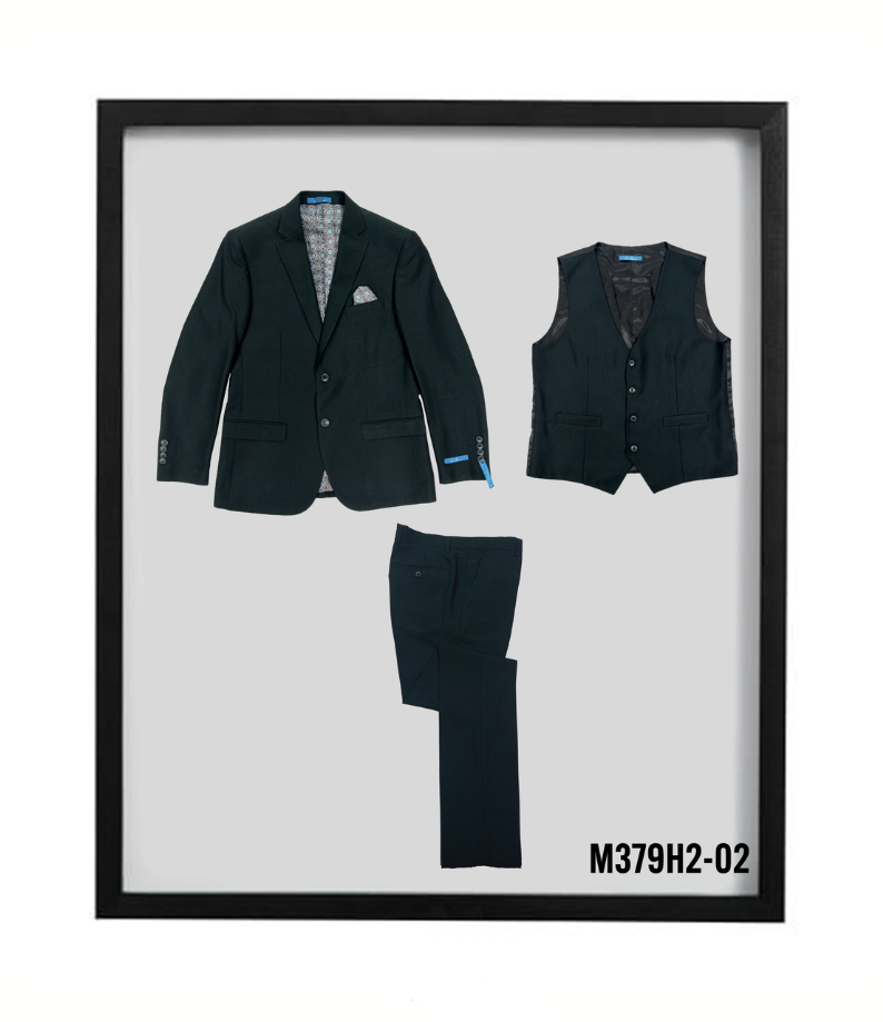 Sean Alexander Men's Birdseye Pattern 3 Piece Hybrid Fit Suit