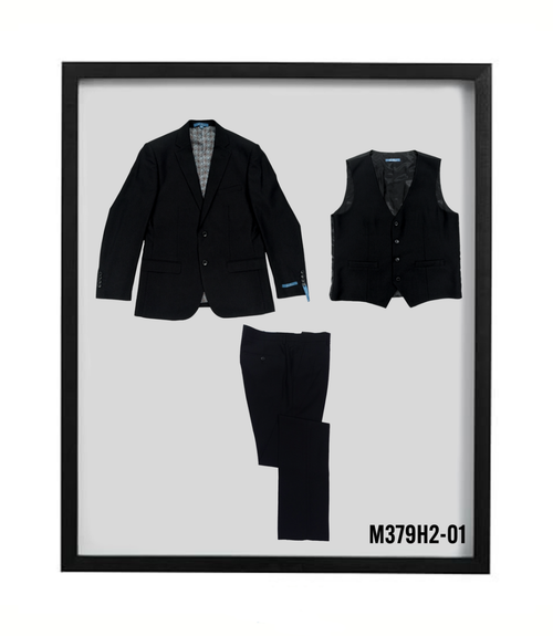 Sean Alexander Men's Birdseye Pattern 3 Piece Hybrid Fit Suit