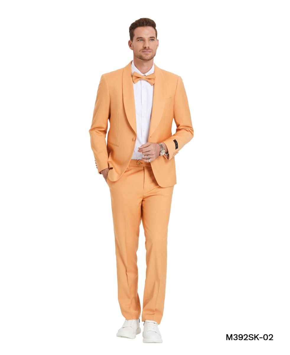 Men's Skinny Fit 2 Piece Colorful Smooth Suit - 38 Short Jacket+32 Waist Adjustable 28to34)(Height: 5 4 to5 7 )(Neck  15-16.5)S-M)