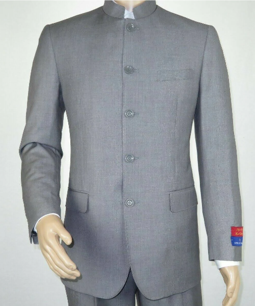 Chinese Collar - Indian Nehru Style  - Men's  Mandarin Collar  2 Piece Suit - 38 Short Jacket+32 Waist Adjustable 28to34)(Height: 5 4 to5 7 )(Neck  15-16.5)S-M)