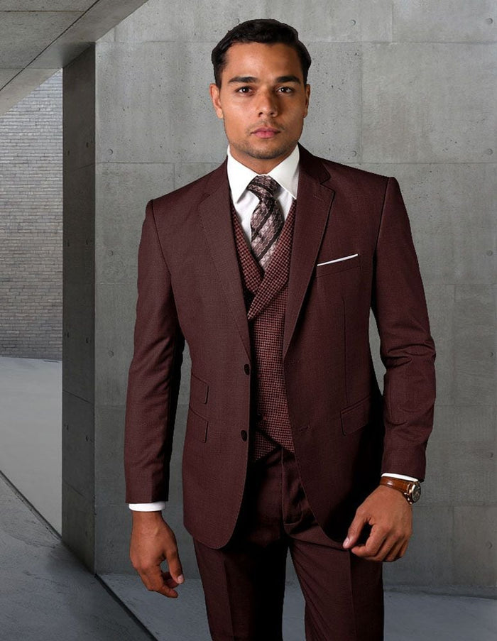 Pant  Men's Textured 3 Piece Suit Unique Fashion Vest & Pant Set Statement