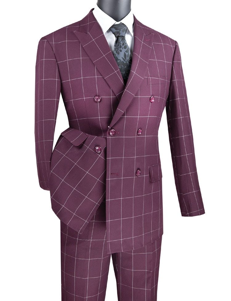 Vinci Men's 2 Piece Modern Windowpane Suit Fit for Any Occasion - 38 Short Jacket+32 Waist Adjustable 28to34)(Height: 5 4 to5 7 )(Neck  15-16.5)S-M)