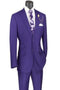 Vinci Men's Light Windowpane 2 Piece Modern Fit Suit  purple