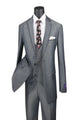 Vinci Men's 3 Piece Modern Fit Suit Tone-on Tone Accents