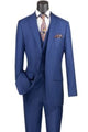 Vinci Men's Modern Fit 3 Piece purpleSuit Bold Solid Colors