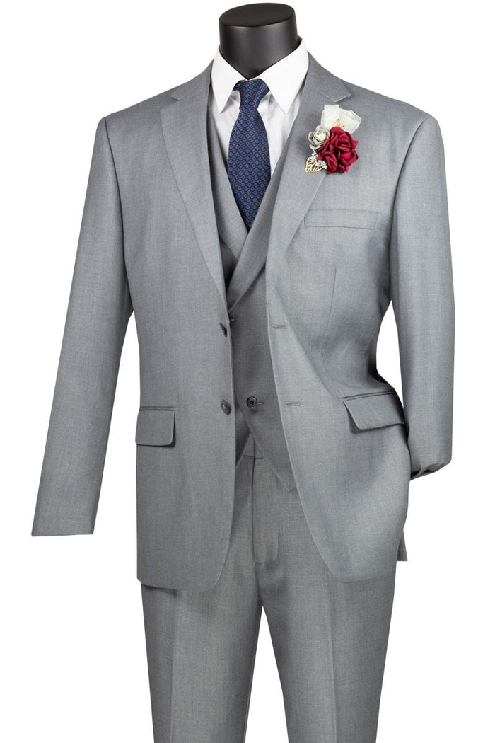 Vinci Men's Modern Fit 3 Piece purpleSuit Bold Solid Colors