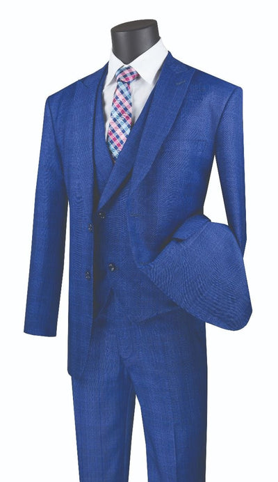 Modern Fit - Jacket & Pants Vinci Men's 3 Piece Modern Fit Suit: purple Stylish Vest Jacket & Pants