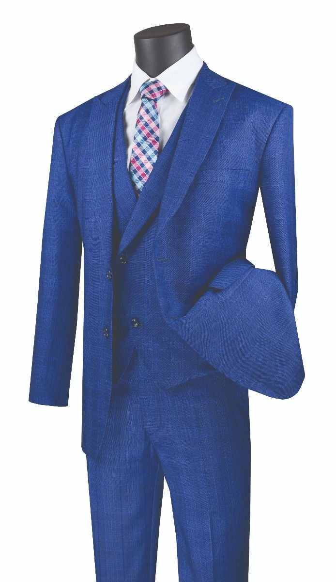 Modern Fit - Jacket & Pants Vinci Men's 3 Piece Modern Fit Suit: purple Stylish Vest Jacket & Pants